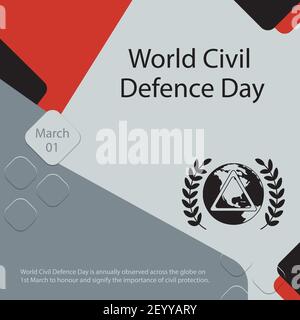La Giornata mondiale della difesa civile viene celebrata annualmente in tutto il mondo il 1° marzo per onorare e sottolineare l'importanza della protezione civile. Illustrazione Vettoriale