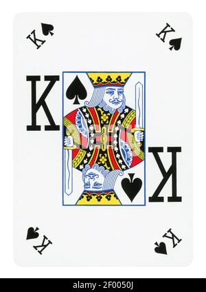 Carta da gioco King of Spades - isolata su bianco (tracciato di ritaglio incluso) Foto Stock