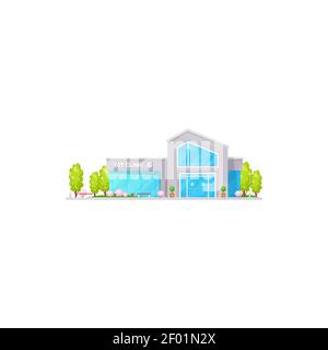 Centro di trattamento animali domestici isolato veterinario clinica facciata esterna edificio icona realistica. Vector ospedale di medicina veterinaria, animali domestici sanità bu Illustrazione Vettoriale