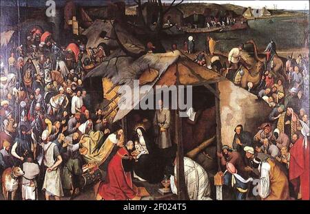 Pieter Brueghel (II), l'Adorazione dei Re (dipinto ad olio nelle Descalzas Reales). Foto Stock