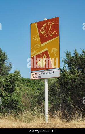 Il segno di Grotte Chauvet 2, Ardèche, Francia , una foto d'intrusione Foto Stock