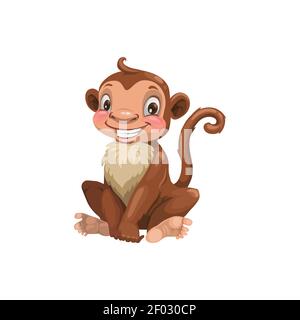 Scimmia cartone animato simbolo oroscopo cinese, ape isolato cina lunare nuovo anno zodiaco animale per il 2028, cultura e tradizione asiatica, illustrazione vettoriale, m Illustrazione Vettoriale