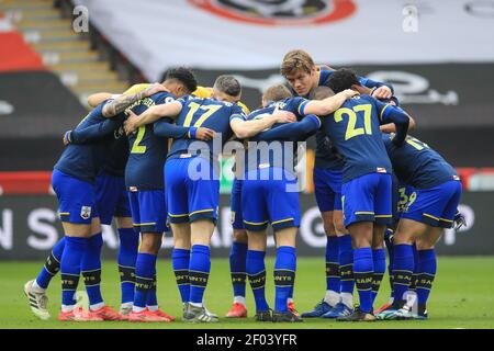 Sheffield, Regno Unito. 06 marzo 2021. Southampton ha una squadra huddle a Sheffield, Regno Unito il 3/6/2021. (Foto di Mark Cosgrove/News Images/Sipa USA) Credit: Sipa USA/Alamy Live News Foto Stock