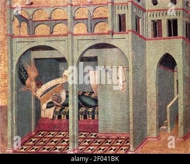 Pietro Lorenzetti - pannello Predella - l'Annunciazione a Sobac Foto Stock