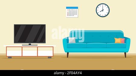 Living room interior design Illustrazione Vettoriale
