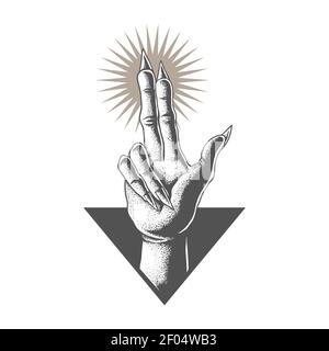 Mano in illustrazione vettoriale satanica per la vostra azienda o marca Illustrazione Vettoriale