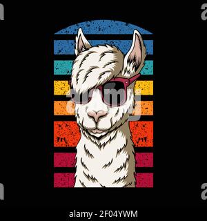 llama indossando occhiali illustrazione vettoriale per la vostra azienda o marca Illustrazione Vettoriale