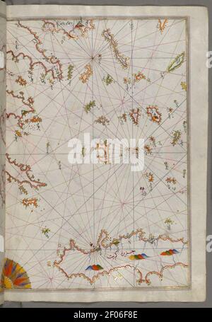 Piri Reis - Mappa delle Isole Cicladi tra il Penisola del Peloponneso e Creta Foto Stock