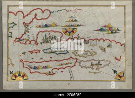 Piri Reis - Mappa della costa e delle isole OFF Zara Foto Stock