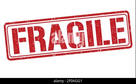 Fragile stampigliatura in gomma grunge su sfondo bianco, illustrazione vettoriale Illustrazione Vettoriale