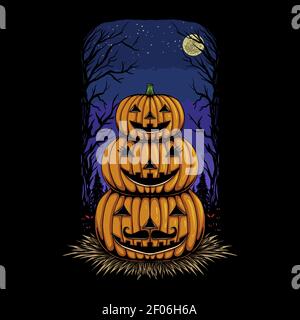 Halloween Famiglia Pumpkin testa illustrazione vettoriale per la vostra azienda o. marchio Illustrazione Vettoriale