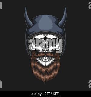 Skull Biker indossando un elmetto vettore illustrazione per la vostra azienda o marchio Illustrazione Vettoriale