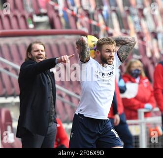Tynecastle Park, Edimburgo, Scozia. Regno Unito 6 marzo-21. Scottish Championship Match .hearts vs Dundee . Dundee difensore, Christie Elliott, Credit: eric mcowat/Alamy Live News Foto Stock
