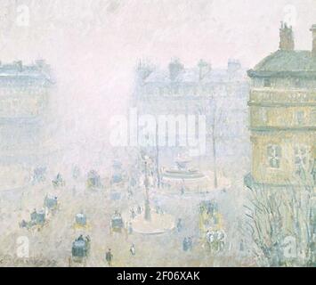 Pissarro Place du Theatre Francais effetto nebbia DMA. Foto Stock