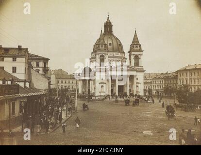 Plac Trzech Krzyży w Warszawie ok. 1895. Foto Stock