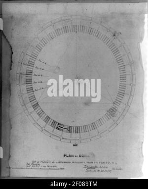 Piano della cupola, top del peristilio mostra il ferro battuto piastre Foto Stock