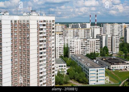 Vista superiore della zona notte a Mosca, Russia Foto Stock