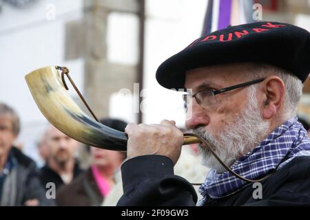 Zubieta, Navarra, Spagna - 28 Gennaio, 2020 : tradizionale carnevale masquerade Joadunak Foto Stock