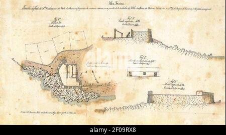 Planta do Forte de Santa Catarina, freguesia do Cabo da Praia, Praia da Vitória, ilha Terceira, Açores, Portogallo. Foto Stock