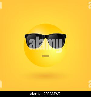 Occhiali da sole freschi emoticon isolato su sfondo bianco. Emoji 3d design per social media, web, stampa, app. Illustrazione vettoriale Illustrazione Vettoriale
