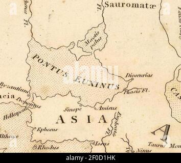 Playfair, Principal. Mappa del mondo secondo Strabo. 1814 CA. Foto Stock