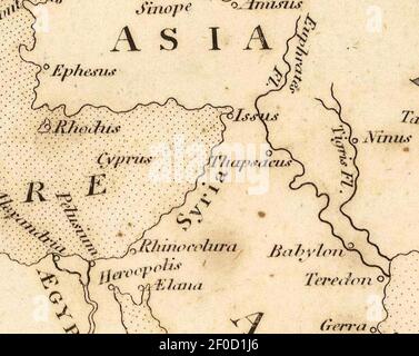 Playfair, Principal. Mappa del mondo secondo Strabo. 1814 CB. Foto Stock