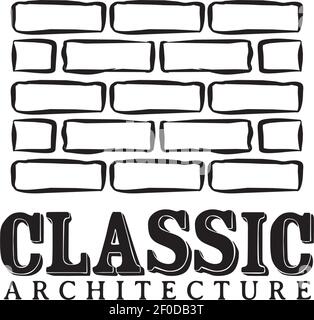 Design del logo Architect con utilizzo di un classico modello vettoriale mattone Illustrazione Vettoriale