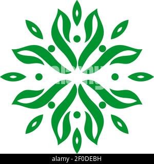 Modello di illustrazione vettoriale del disegno del logo ornamentale del fiore Illustrazione Vettoriale
