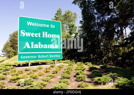 Entrando Sweet Home Alabama Road Highway cartello di benvenuto Foto Stock