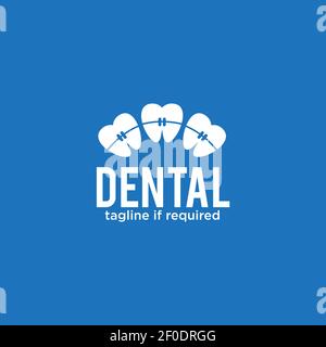 Modello vettoriale per la progettazione del logo della cura dentale Illustrazione Vettoriale