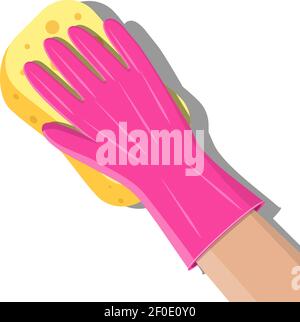 Indossare i guanti con una parete di lavaggio in spugna Illustrazione Vettoriale