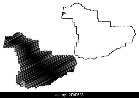 Douglas County, Oregon state (Stati Uniti, Stati Uniti d'America, Stati Uniti, Stati Uniti, Stati Uniti) mappa vettoriale, schizzo scrimolo mappa Douglas Illustrazione Vettoriale