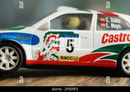 MOTALA, SVEZIA - 2 MARZO 2021: Una toyota Corolla WRC Scalextric. Foto Stock