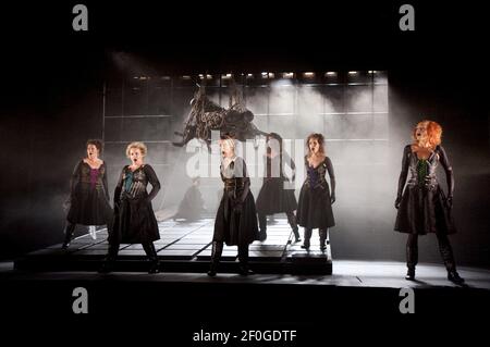 The Ride of the Valkyries in DIE WALKMAN di Wagner al Longborough Festival Opera, Gloucestershire, Inghilterra 24/07/2010 direttore: Anthony Negus design: Kjell Torriset Lighting: Guy Hoare regista: Alan Privett Foto Stock