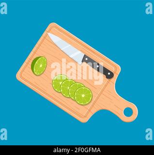Fette di lime sul tagliere della cucina Illustrazione Vettoriale