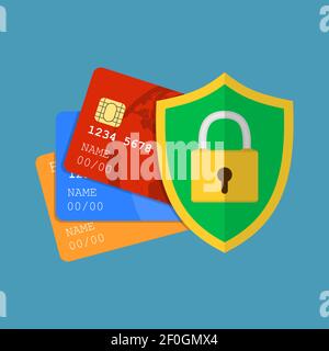 Transazione sicura con carta di credito. Illustrazione Vettoriale