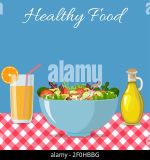 Mangiare insalate sano. Illustrazione Vettoriale