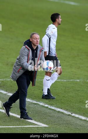 Swansea, Regno Unito. 06 marzo 2021. Steve Cooper , direttore della città di Swansea. EFL Skybet Championship, Swansea City contro Middlesbrough al Liberty Stadium di Swansea sabato 6 marzo 2021. Questa immagine può essere utilizzata solo per scopi editoriali. Solo per uso editoriale, è richiesta una licenza per uso commerciale. Nessun utilizzo nelle scommesse, nei giochi o nelle pubblicazioni di un singolo club/campionato/giocatore. pic di Andrew Orchard/Andrew Orchard sports photography/Alamy Live news Credit: Andrew Orchard sports photography/Alamy Live News Foto Stock