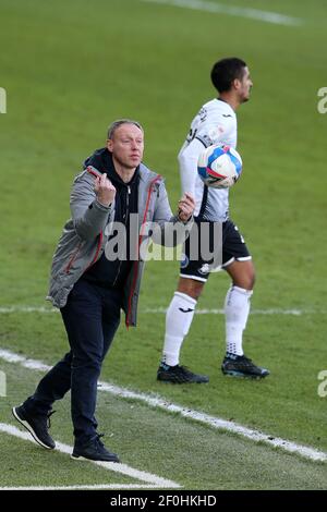 Swansea, Regno Unito. 06 marzo 2021. Steve Cooper , direttore della città di Swansea. EFL Skybet Championship, Swansea City contro Middlesbrough al Liberty Stadium di Swansea sabato 6 marzo 2021. Questa immagine può essere utilizzata solo per scopi editoriali. Solo per uso editoriale, è richiesta una licenza per uso commerciale. Nessun utilizzo nelle scommesse, nei giochi o nelle pubblicazioni di un singolo club/campionato/giocatore. pic di Andrew Orchard/Andrew Orchard sports photography/Alamy Live news Credit: Andrew Orchard sports photography/Alamy Live News Foto Stock