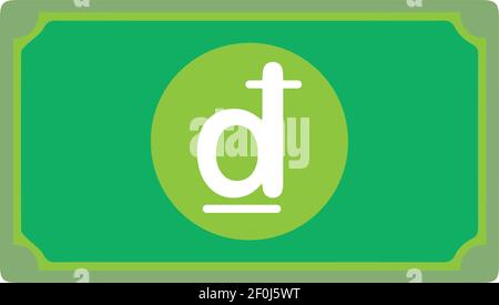 Vietnamita dong valuta segno Green Note icona Vector per cellulare App e siti Web Illustrazione Vettoriale