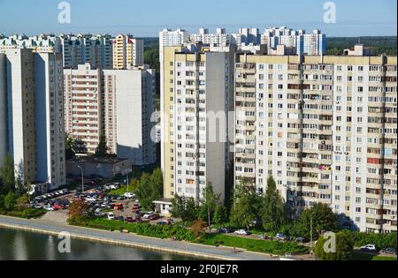 Vista superiore della zona notte Zelenograd a Mosca, Russia Foto Stock