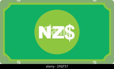 Nuova Zelanda Dollar Currency Sign Green Note Icon Vector for App mobili e siti Web Illustrazione Vettoriale