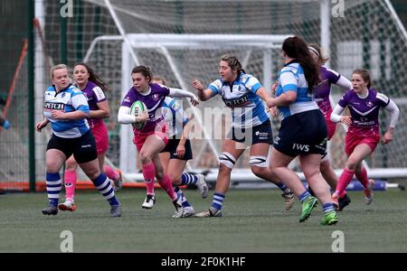 DURHAM CITY, INGHILTERRA. 6 MARZO: Helena Rowland of Loughborough Lightning sull'attacco durante la partita FEMMINILE ALLIANZ PREMIER 15S tra DMP Durham Sharks e Loughborough Ligntning al Castello di Maiden, Durham City sabato 6 marzo 2021. (Credit: Chris Booth | MI News) Credit: MI News & Sport /Alamy Live News Foto Stock