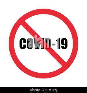 Segnale di stop per il coronavirus. COVID-19 prevenzione della diffusione. Isolato su sfondo bianco. Stile piatto. Grafica vettoriale Illustrazione Vettoriale