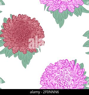 Motivo senza cuciture con cerotti rosa e rossi. Uno sfondo ricorrente con grande giardino flowers.Vector. Illustrazione Vettoriale