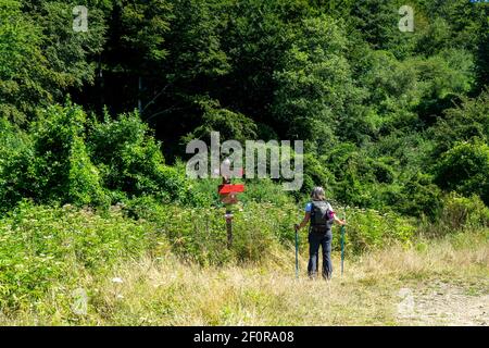 Italia Bologna Firenze a piedi , passeggiata dei trekking sull'Appennino Tosco-Emiliano Foto Stock