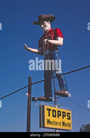 1980 Stati Uniti - Topps Western World sign Bossier City Louisiana ca. 1982 Foto Stock