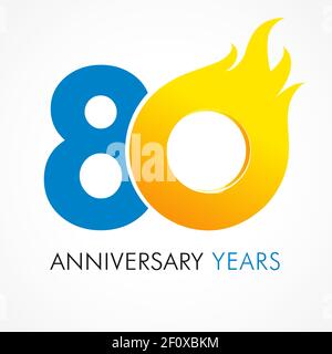 numeri del 80° anniversario. logotipo di 80 anni. Congrati luminosi. Modello grafico astratto isolato. Creative 0 segno cifre 3D. Fino a 80 perc Illustrazione Vettoriale