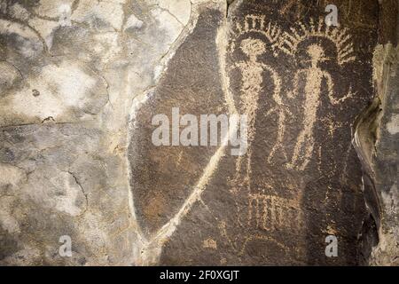 Antiche incisioni rupestri Cliff disegni Ginkgo Foresta Pietrificata Washington STATI UNITI D'AMERICA Foto Stock