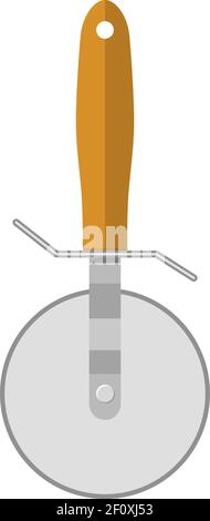 utensili da cucina in acciaio per taglierina per pizza Illustrazione Vettoriale